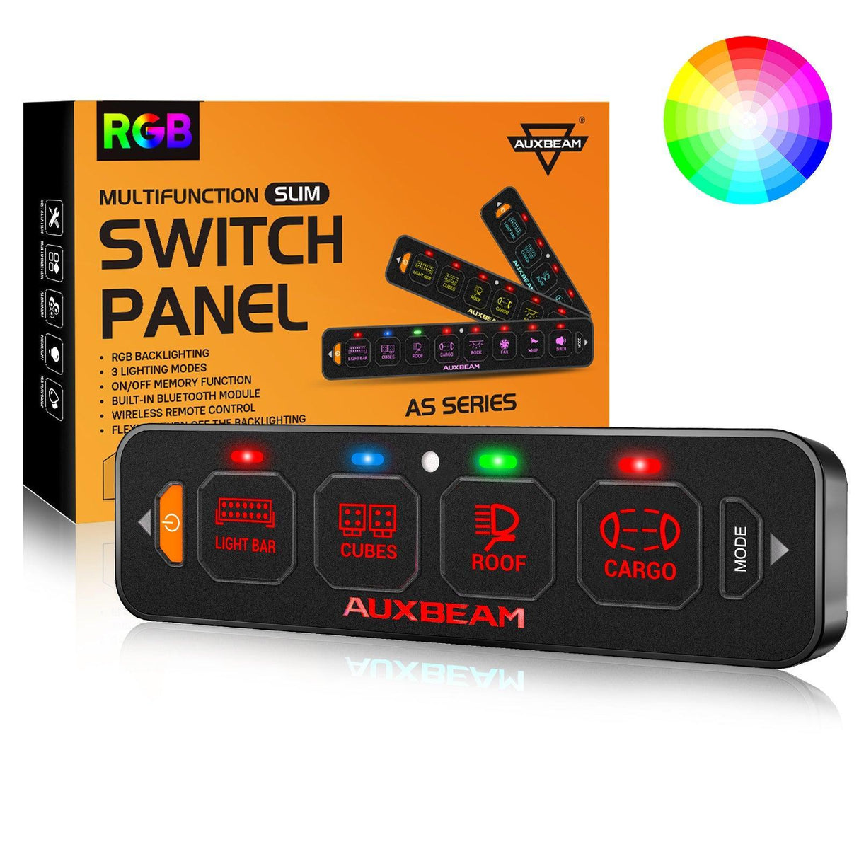 AS Series 4/6 Gang RGB Slim Switch Panel with APP&Remote Control, Toggle/ Momentary/ Pulsed Mode Supported(One-Sided Outlet)