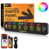 AS-600 RGB Slim Switch Panel with APP&Remote Control, Toggle/ Momentary/ Pulsed Mode Supported(One-Sided Outlet)
