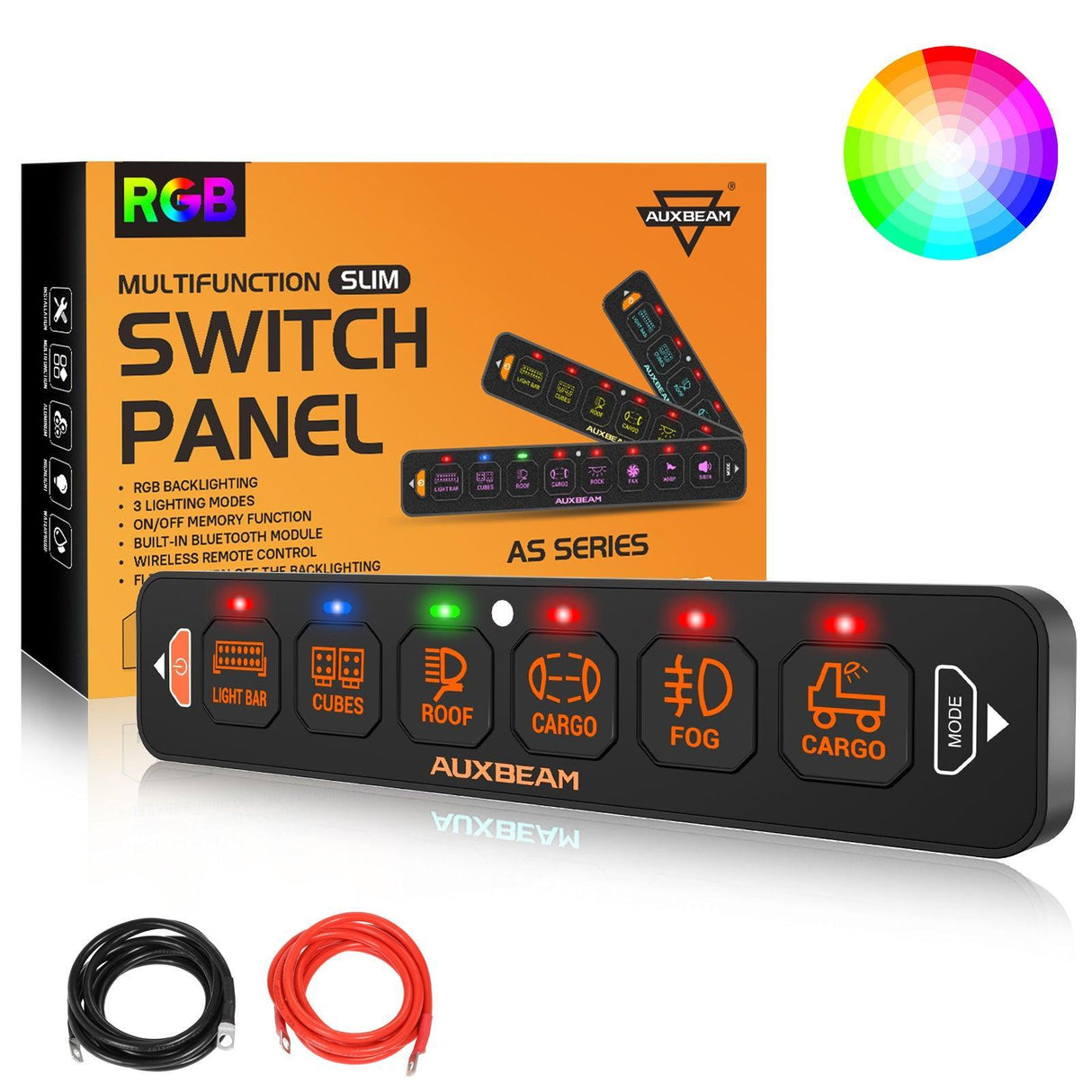 AS Series 4/6 Gang RGB Slim Switch Panel with APP&Remote Control, Toggle/ Momentary/ Pulsed Mode Supported(One-Sided Outlet)