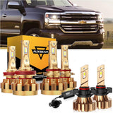 For 2007-2019 Chevrolet Silverado 2500 HD F-16 Plus Series Built-in Canbus Automotive Grade 14000LM LED Light Bulbs High Low Beam Bundle