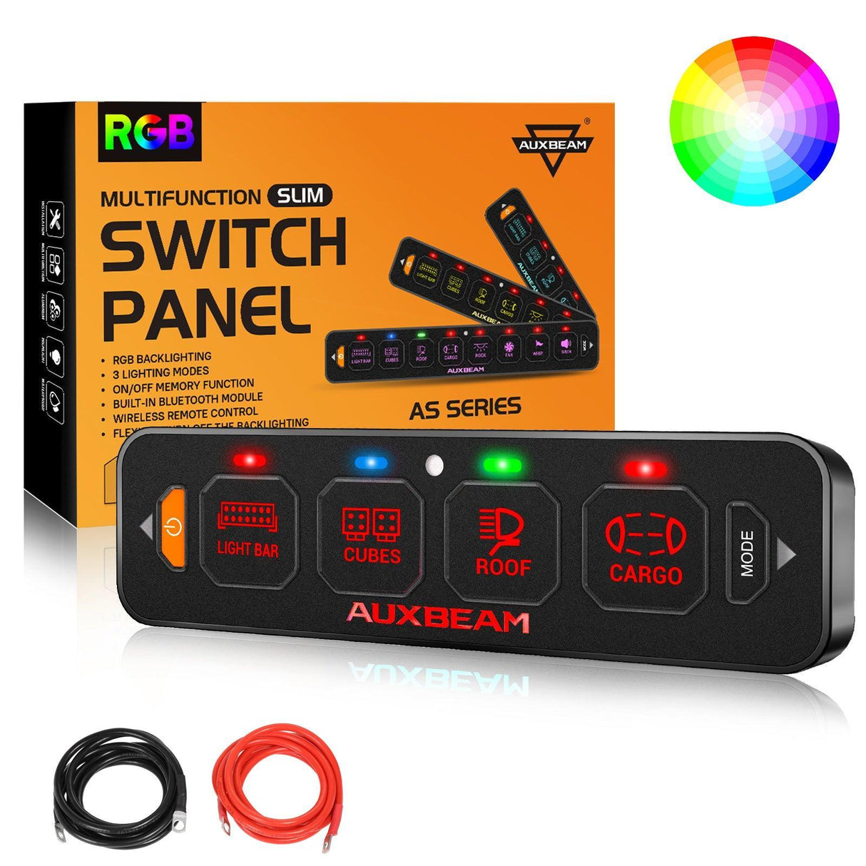 AS Series 4/6 Gang RGB Slim Switch Panel with APP&Remote Control, Toggle/ Momentary/ Pulsed Mode Supported(One-Sided Outlet)