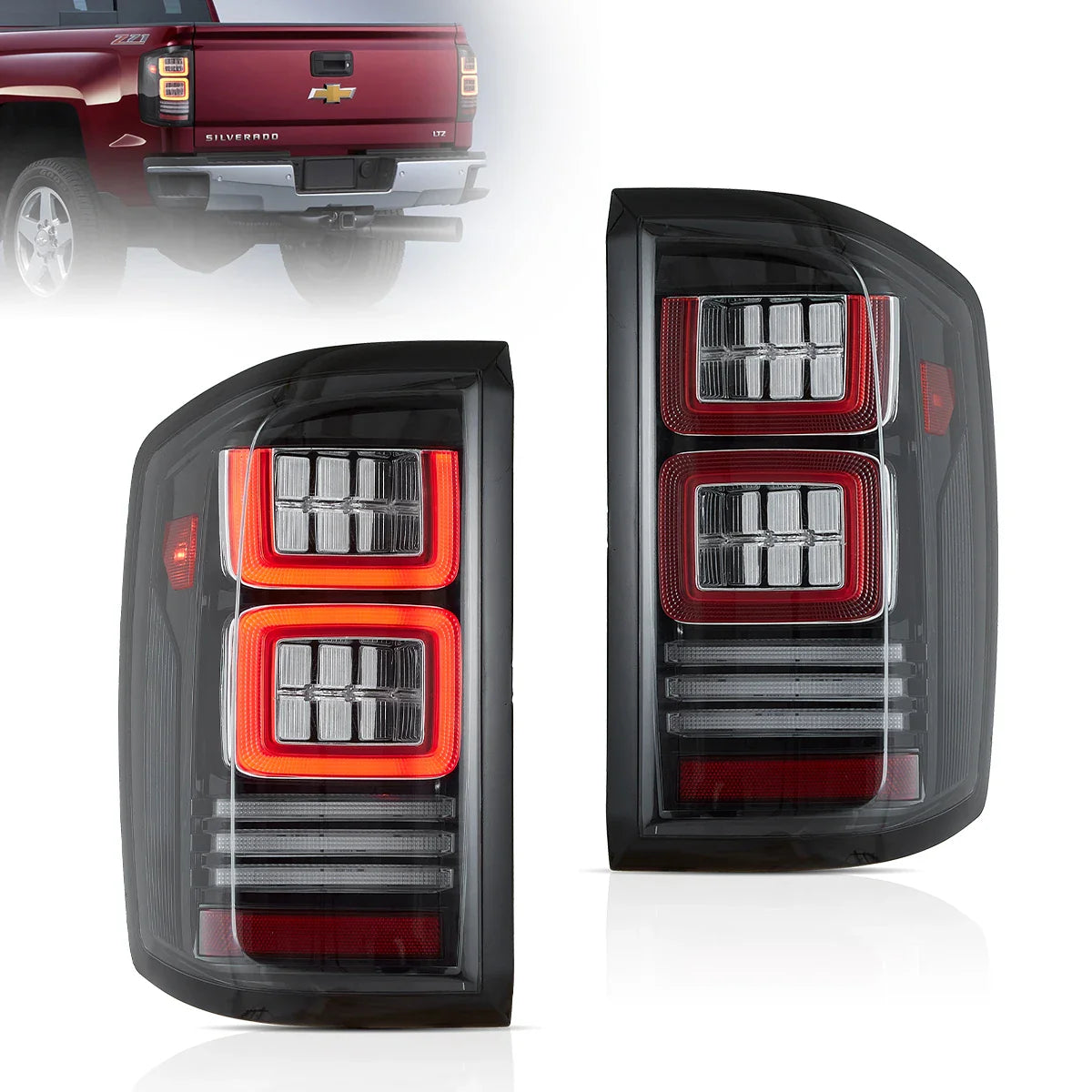 LED Tail Light Assembly With Dynamic Welcome Lighting For 2014-2018 Chevrolet Silverado