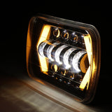 7x6 Inch LED Projector Headlights + H4 LED Headlight Brightness Intensifier Wiring Harness for Chevrolet Express Cargo Van 1500/2500/3500