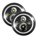 7 Inch LED Headlight Replacement with Halo Ring+ H4 LED Headlight Brightness Intensifier Wiring Harness for Jeep Wrangler JK TJ LJ