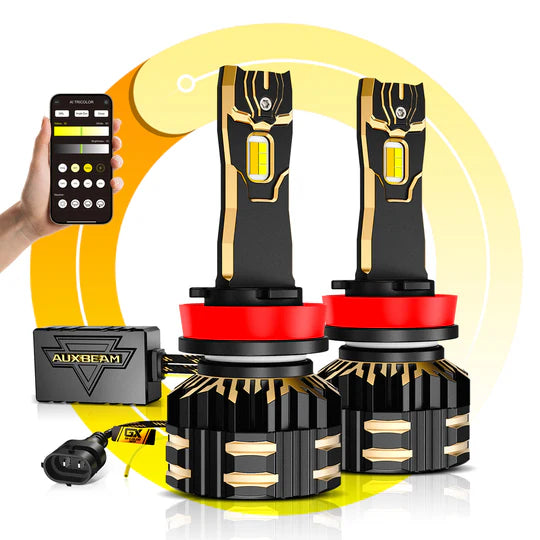 GX Bi-Color Smart Series 25000LM 110W LED Headlight Bulbs, with App Control Via Bluetooth & Dual Color Switchback