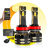 GX Bi-Color Smart Series 25000LM 110W LED Headlight Bulbs, with App Control Via Bluetooth & Dual Color Switchback