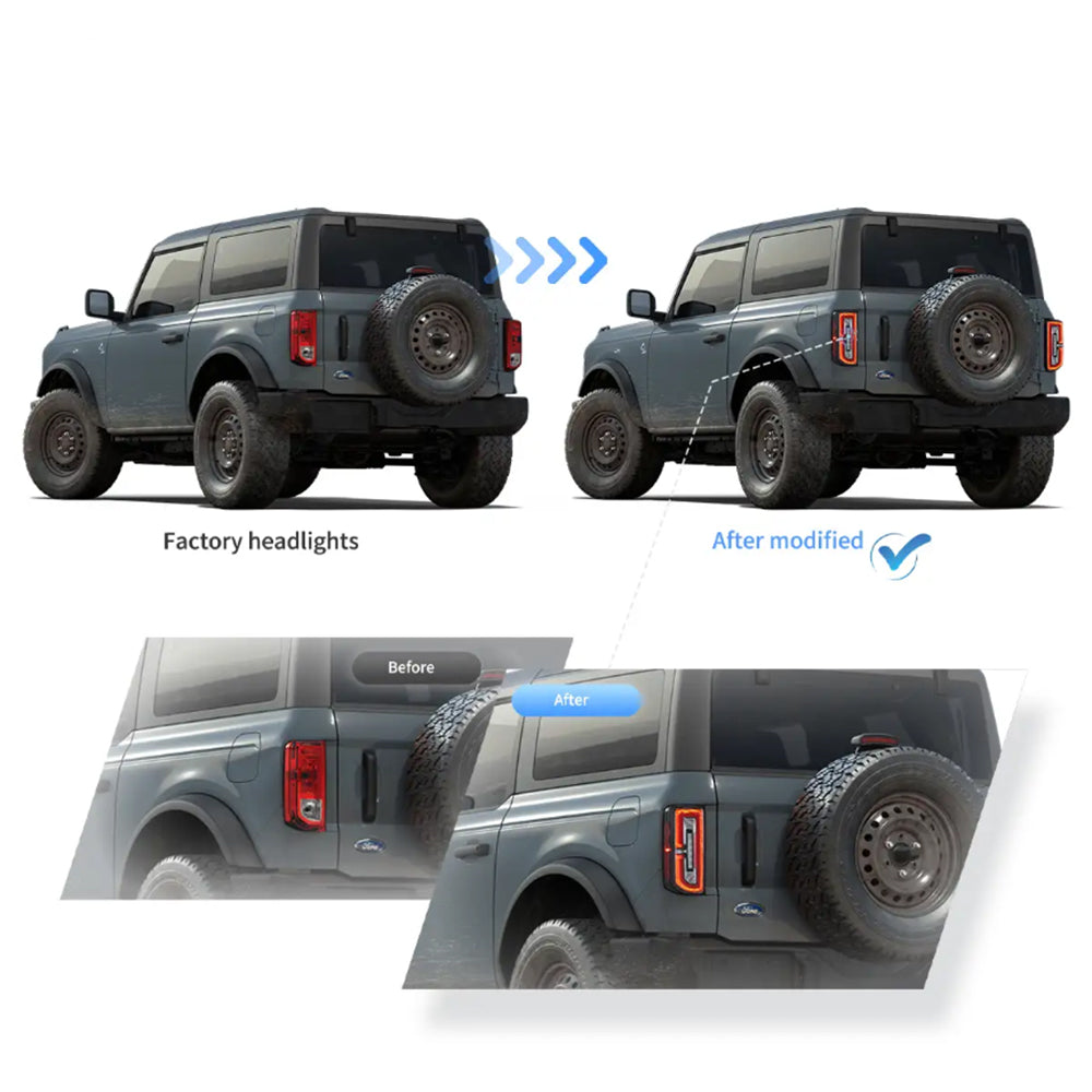 LED Tail Lights Assembly With Dynamic Welcome Lighting For 2021-2024 Ford Bronco