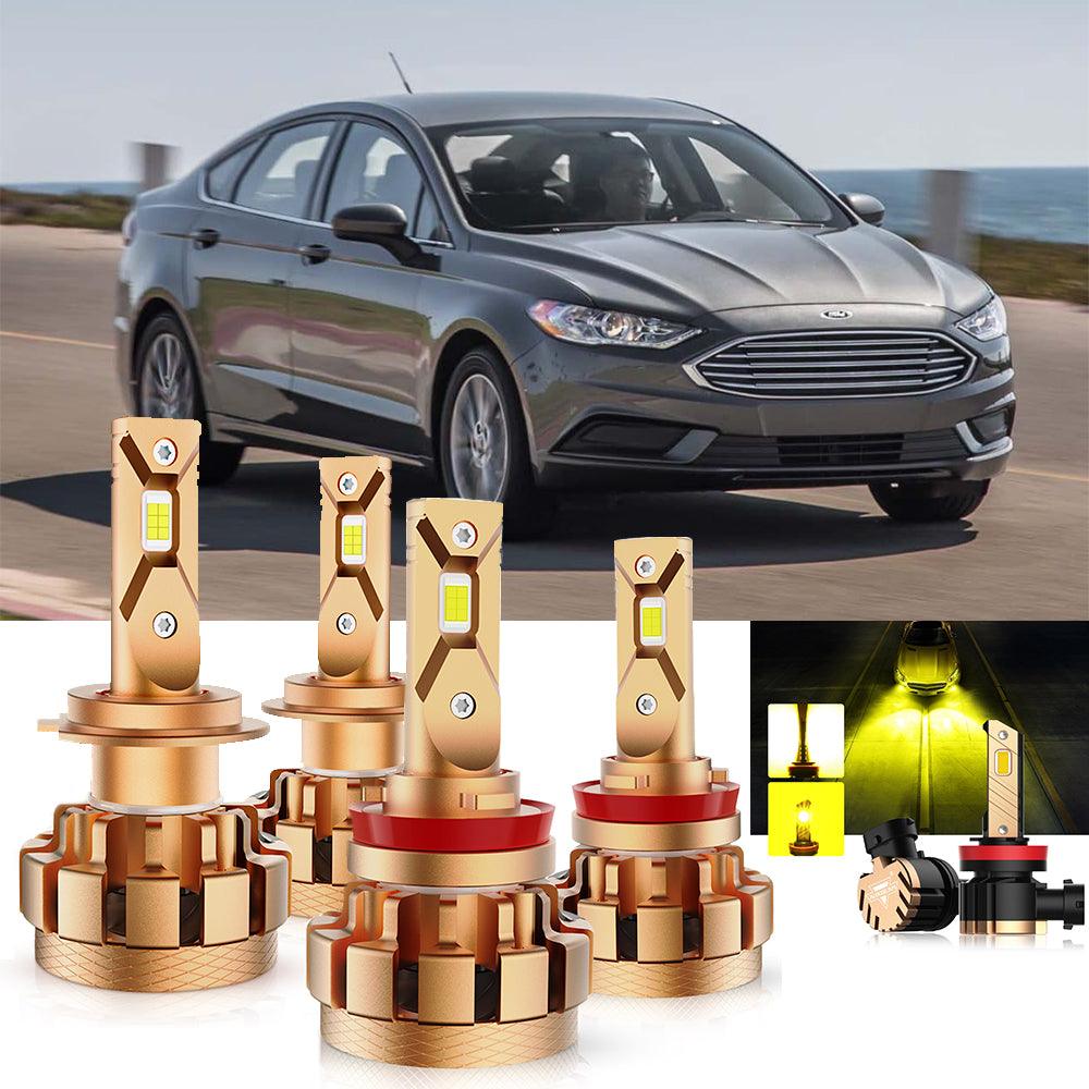 For 2006-2017 Ford Fusion F-16 Plus Series Built-in Canbus Automotive Grade 14000LM LED Light Bulbs High Low Beam Bundle