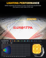 Color Play Series 3 Inch 100W LED Pod Lights Off Road Lights with White DRL & Amber Turn Signal Lights