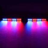 17 Inch Dual Visor Blue&Red Strobe Light Bar 20 Flashing Patterns with Controller Switch Panel for Vehicles Trucks SUV ATV Car