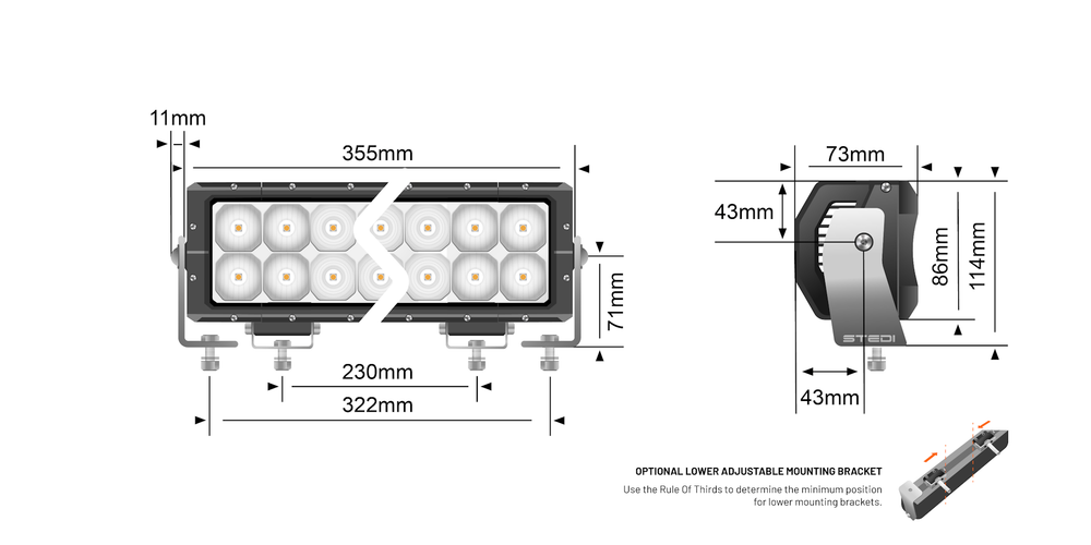STEDI ST4K 14" 24 LED Double Row Light Bar Rove Overland