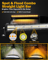 50 Inch 6 Modes White&Amber Straight Off Road Led Light Bar