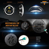7'' LED Headlight Replacement with Halo Ring + 4'' LED Fog Light + LED Smoke Tail Light + Front Turn Signal & Fender Flares Side Marker Light for Jeep Wrangler JK