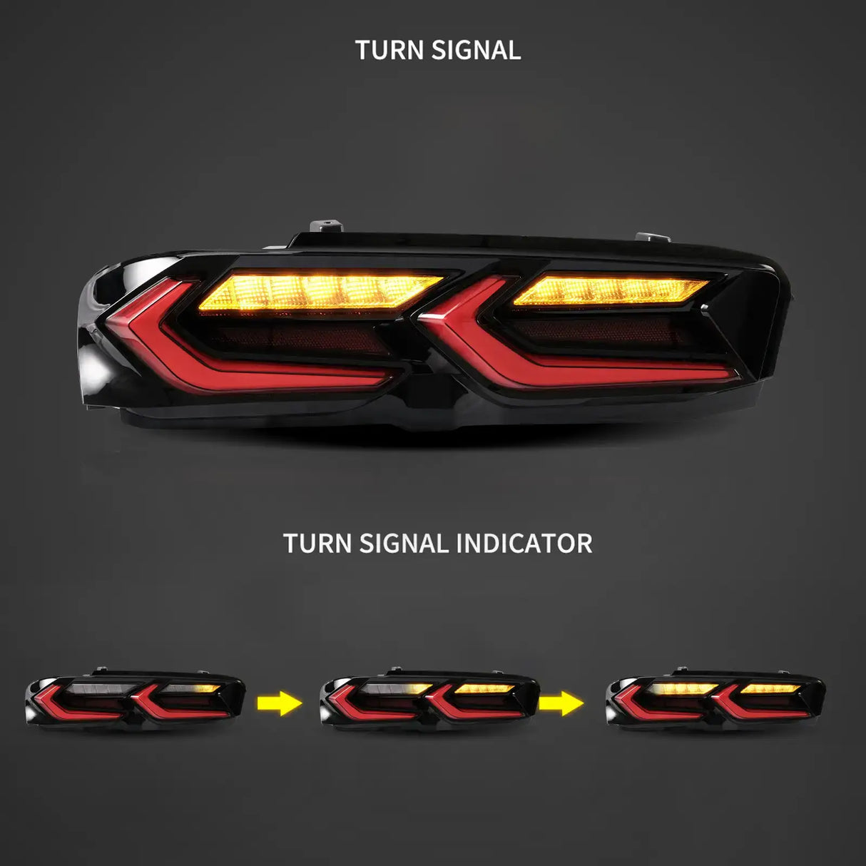 LED Tail Light Assembly With Sequential Indicators Turn For 2019-2024 Chevrolet Camaro