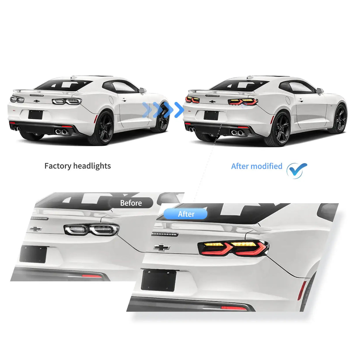 LED Tail Light Assembly With Sequential Indicators Turn For 2019-2024 Chevrolet Camaro