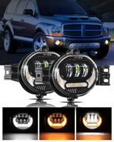 (2pcs/set) LED Fog Light Assembly w/ DRL+ Turn Signal Light for Dodge Ram 1500 2002-2008, Dodge Ram 2500/3500 2003-2009(Black)