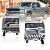LED Headlight Assembly Reflection Bowl Chrome For 2016-2018 Chevrolet Silverado 1500 4th Gen Facelift