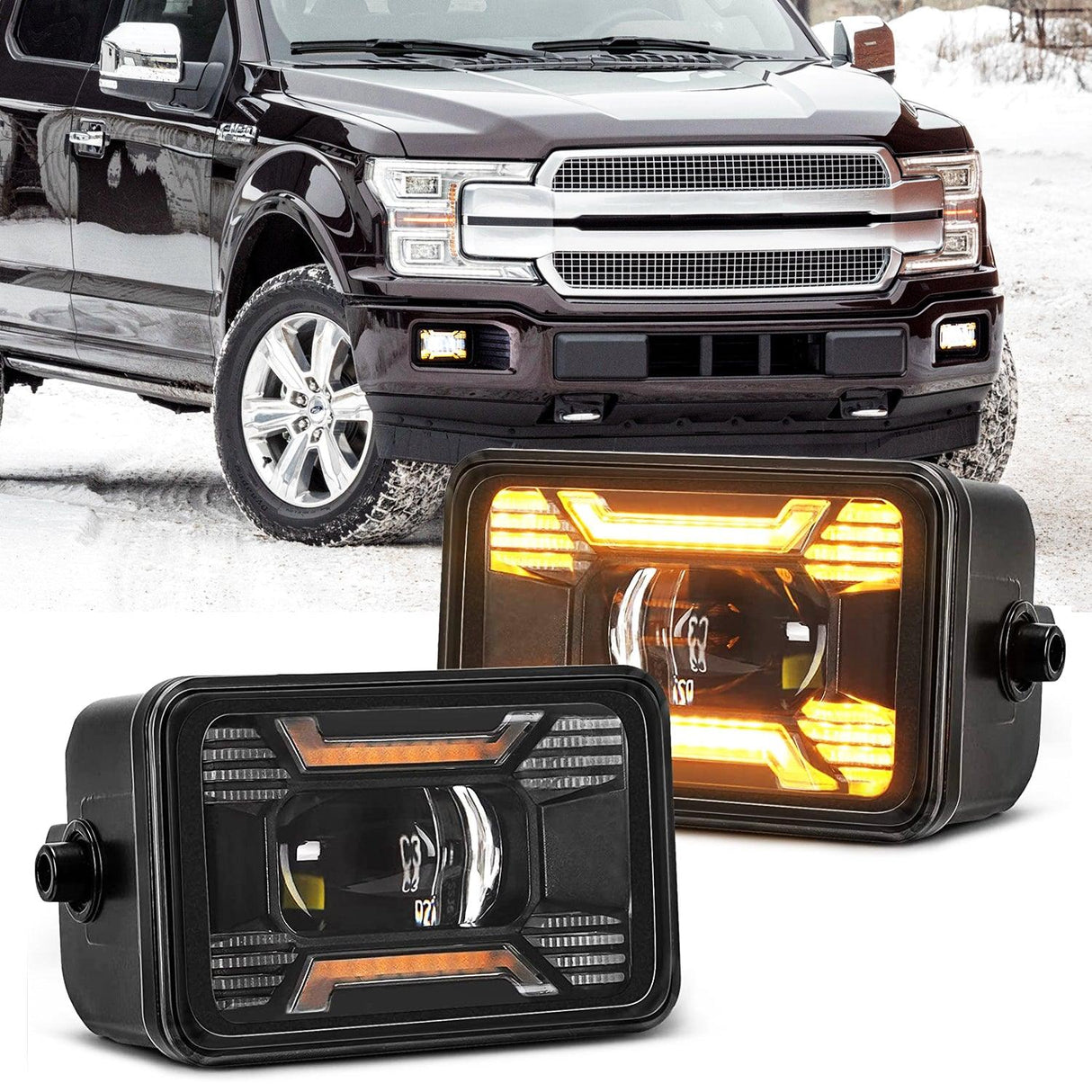 (2pcs/set) 60W LED Fog Lights with DRL/ Turn Signal for Ford F150 2015 2016 2017 2018 2019 2020