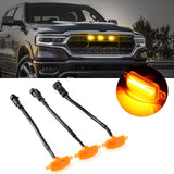 (3pcs/set)  LED Front Grille Lights Raptor Style Amber Light Fit for Dodge Ram 1500 2500 3500 (Amber shell/ Smoked shell）