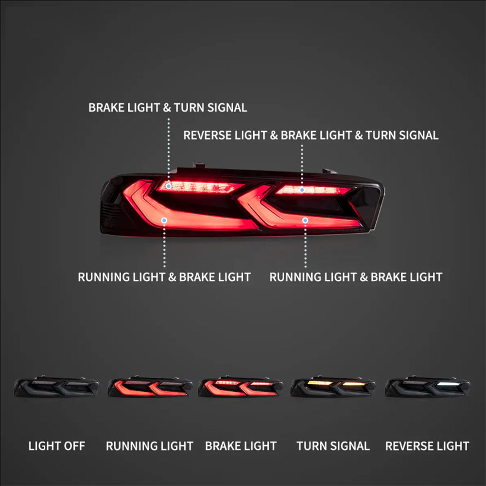 LED Tail Lights Assembly With Sequential Turn Signal With Reverse Lights For 2016-2018 Chevrolet Camaro (Fit For American Models)