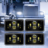 4X6 Inch 55W Rectangular LED Headlight Dot Approved Black