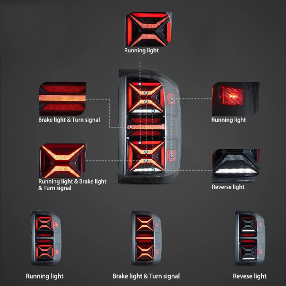 LED Tail Light Assembly With Dynamic Welcome Lighting For 2014-2018 Chevrolet Silverado