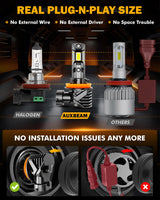 🆕H11+H11 LED Headlight Bulbs/Fog Lights Q15 Series Fanless & Wireless 60W 18000LM 6500K Cool White | 4 Bulbs