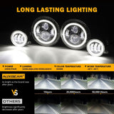 7 Inch LED Headlights + 4 Inch LED Fog Lights Set with Halo DRL Turn Signal High Low Beam for Jeep Wrangler JK JKU TJ LJ Rubicon Sahara Unlimited 1997-2018