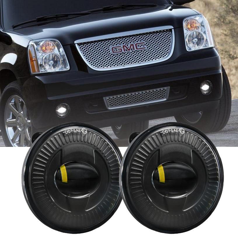 (2pcs/set) 24W Round Black LED Fog Lights 5202 for 2007-2014 GMC Yukon, 2007-2014 GMC Yukon XL 1500, 2007-2013 GMC Yukon XL 2500