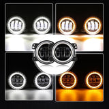 7" LED Halo Headlights + 4" Inch LED Fog Lights with DRL + 5D-PRO 52" Straight LED Light Bar + Windshield Mounting Brackets + 18W Flood Beam Pod Lights Set for for Jeep Wrangler JK