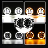 7" LED Halo Headlights + 4" Inch LED Fog Lights with DRL + 5D-PRO 52" Straight LED Light Bar + Windshield Mounting Brackets + 18W Spot Beam Pod Lights Set for for Jeep Wrangler JK