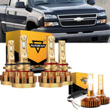For 2001-2002 Chevrolet Silverado 2500 HD F-16 Plus Series Built-in Canbus Automotive Grade 14000LM LED Light Bulbs High Low Beam Bundle