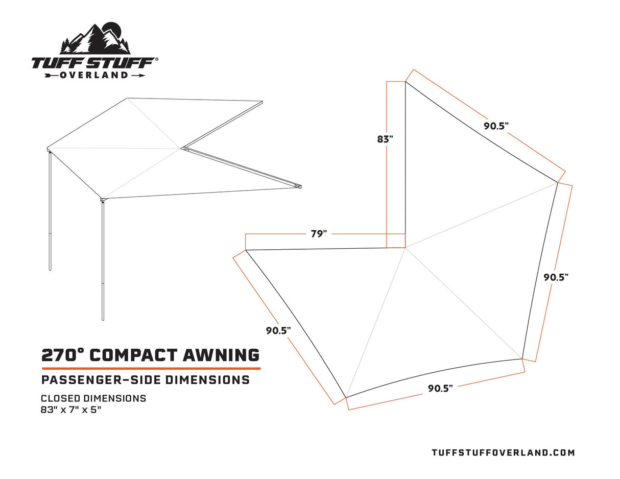 Tuff Stuff® Overland Awning, 270 Degree, Compact Tuff Stuff Overland
