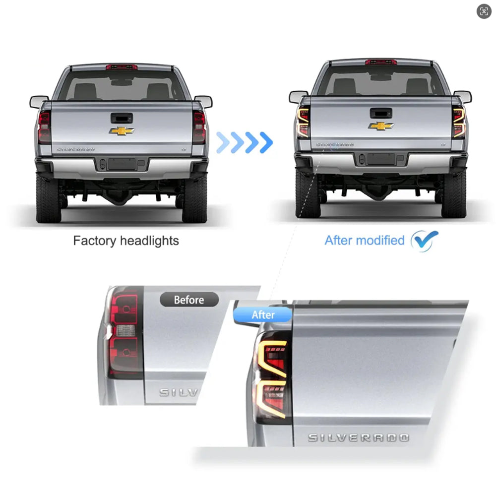 LED Tail Light Assembly With Dynamic Welcome Lighting For 2014-2018 Chevrolet Silverado