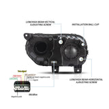 LED Headlight Assembly Dual Beam Projector Black For 2015-2023 Dodge Challenger 3th Gen Facelifted