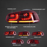 LED Tail Light Assembly With Amber Sequential Turn Signal For 2008-2014 VW Golf 6th Gen Mk6 Hetchback