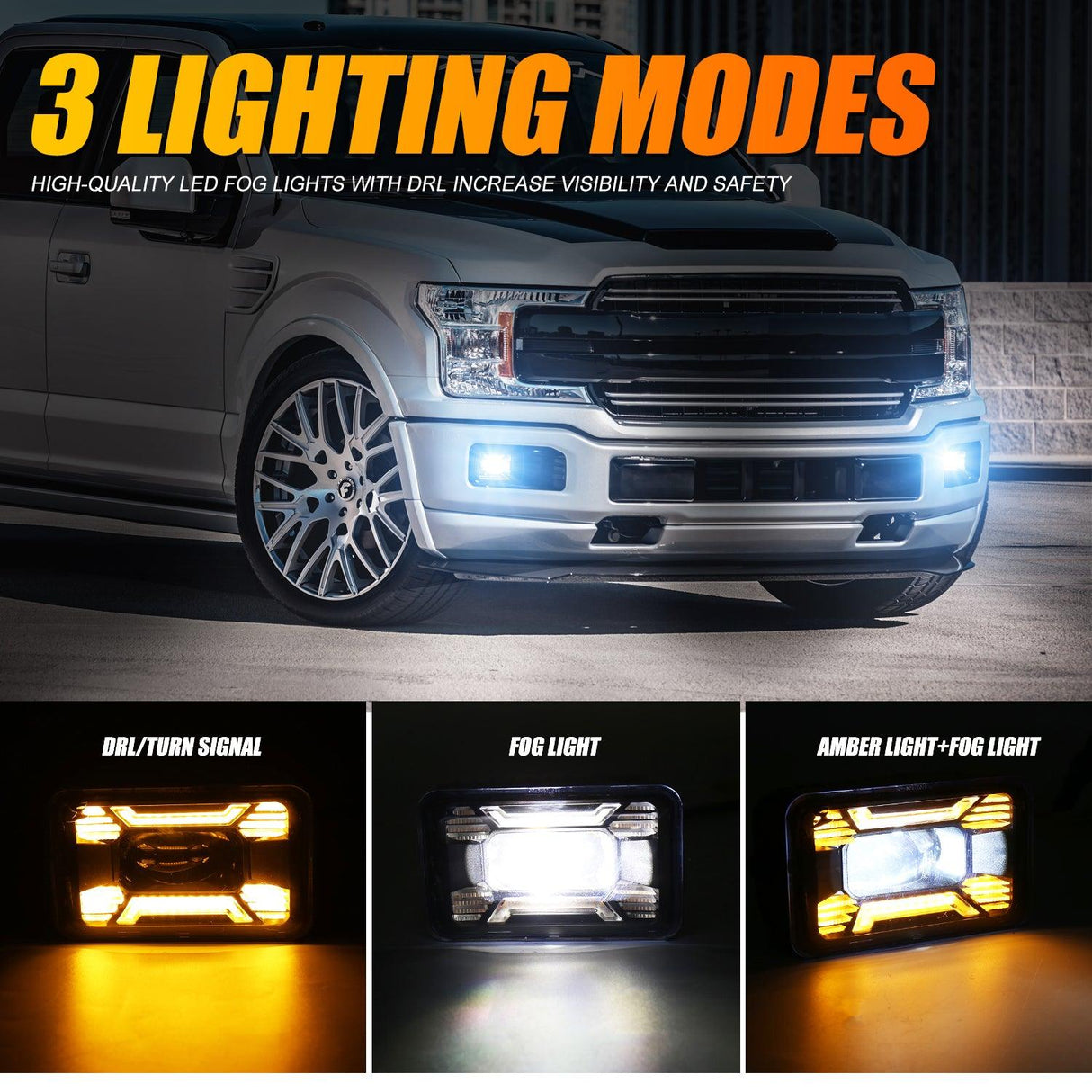 (2pcs/set) 60W LED Fog Lights with DRL/ Turn Signal for Ford F150 2015 2016 2017 2018 2019 2020