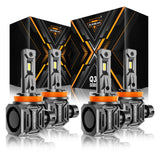 H11+H11 LED Headlight Bulbs Q30 Series Brightest Wireless 110W 24000LM 6500K Cool White | 4 Bulbs