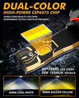 9005/HB3 LED Bulb Fog Lights/Low Beam Lights 110W 25000LM GX Bi-Color Series High Power & Brightness Dual Color Switchback | 2 Bulbs