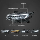 LED Headlight Assembly Reflection Bowl Chrome For 2016-2021 Honda Civic 10th Gen
