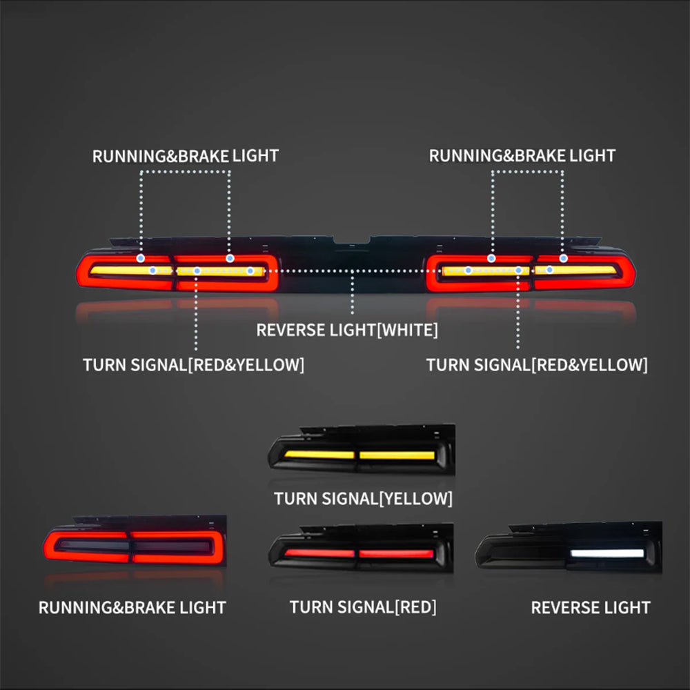 LED Tail Lights Assembly With Sequential Turn Signal For 2008-2014 Dodge Challenger 3th Gen(LC) Pre-Facelift