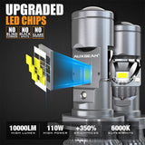 H4 LED Headlight Bulbs 110W 10000LM Mini Bi-LED Projector Lens Headlight 6000K Cool White | 2 Bulbs