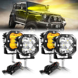 3 Inch 80W 9600LM LED Pods Lights White&Amber for JEEP