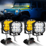 3 Inch 80W 9600LM LED Pods Lights White&Amber for JEEP