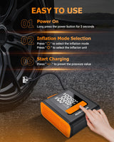 🆕Model-H4 19mm Cylinder Portable Car Tire Inflator Air Compressor Pump for Pickup Truck Car Motorcycle Bike Ball