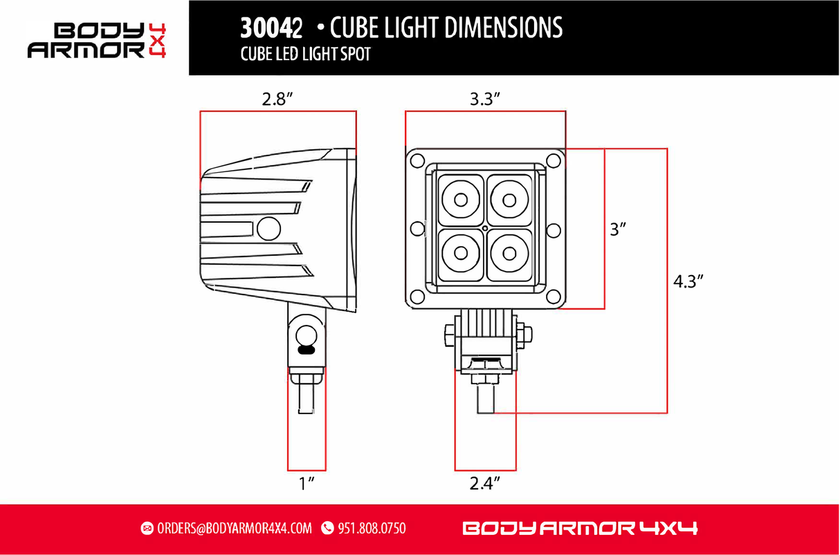 BLACKOUT LED CUBE SPOT LIGHT Body Armor 4x4