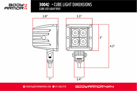 BLACKOUT LED CUBE SPOT LIGHT Body Armor 4x4