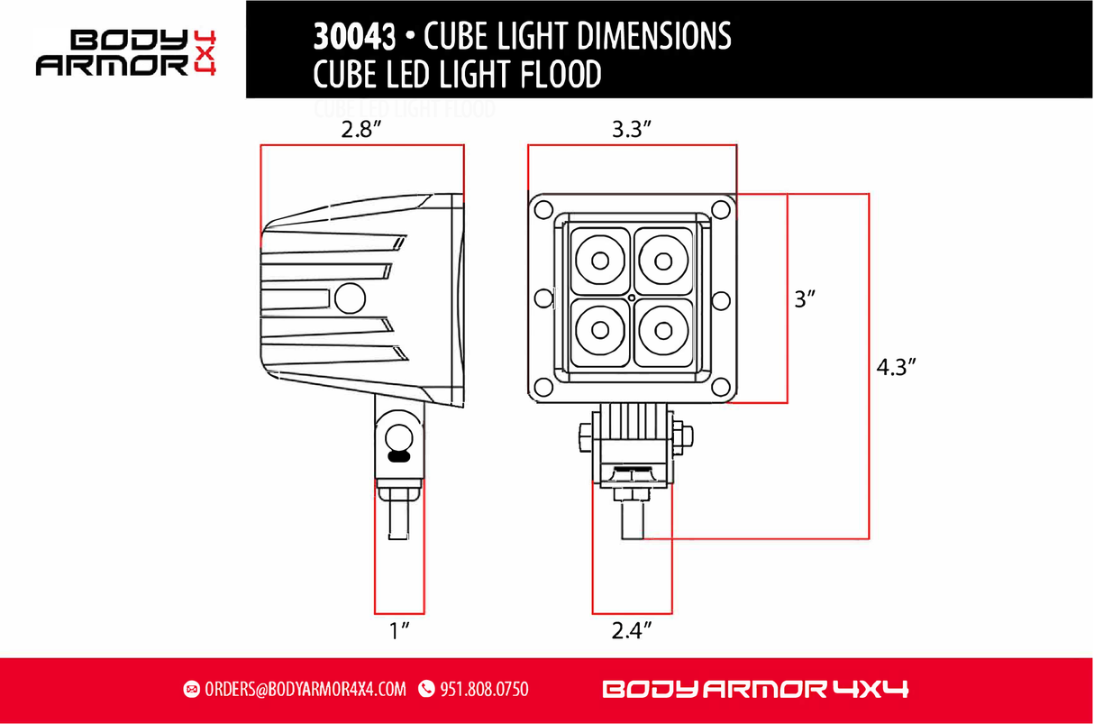 BLACKOUT LED CUBE FLOOD LIGHT Body Armor 4x4