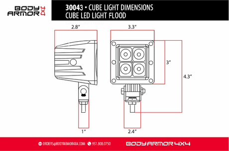 BLACKOUT LED CUBE FLOOD LIGHT Body Armor 4x4