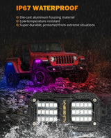 NEW Vibrant Series | Upgraded RGB LED Rock Lights Kit Multicolor Neon Underglow Lights with Bluetooth APP & Remote Control